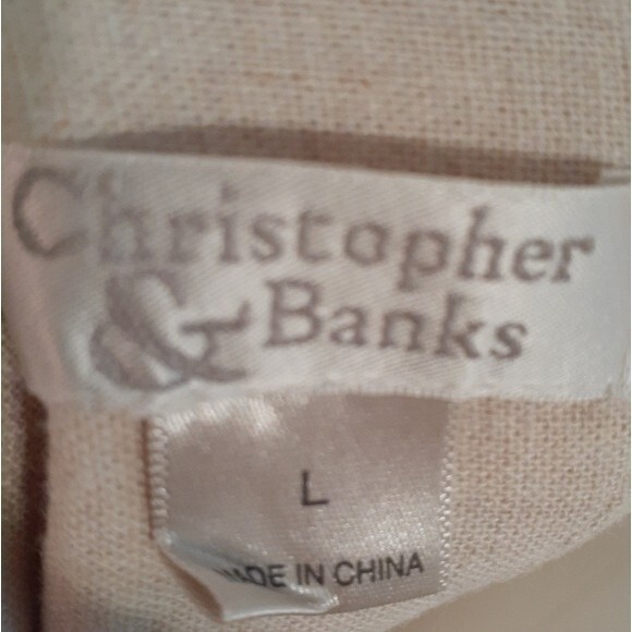 christopher & banks linen blend shirt jacket white l casual summer top large - Picture 6 of 6